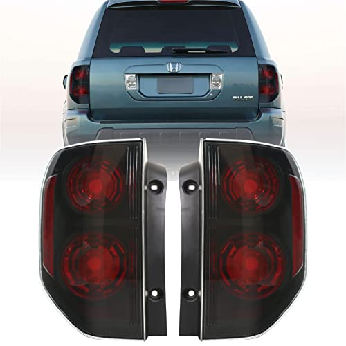 USR DEPO 0308 Honda Pilot Tail Lights Facelift JDM Style Black Housing Light Shade of Smoke Lens Rear Tail Lamps Set Left Right Compatible with 20032008 Honda Pilot SUV