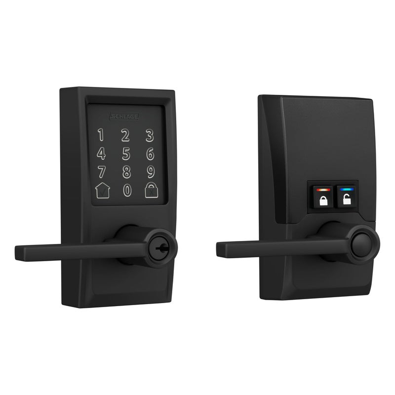شليدح Schlage Fe789Wbcen622Lat Encode Century Wifi Latitude Lever دخول ذكي بدون مفتاح شاشة لمس قفل باب أسود غير لامع - Image 1