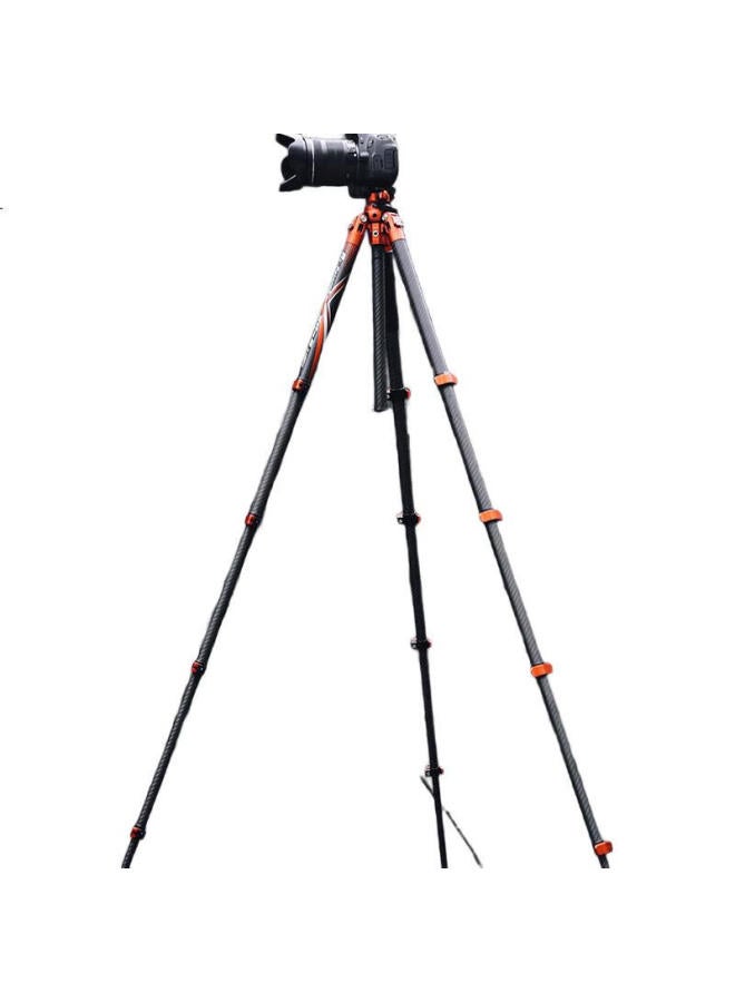 Fotopro Flight One Ball Head Camera Mirrorless Photography And Videography Carbon Fiber Tripod Without Center Column, Flip-Lock, Flame Orange, Includes Phone Clamp - Image 2