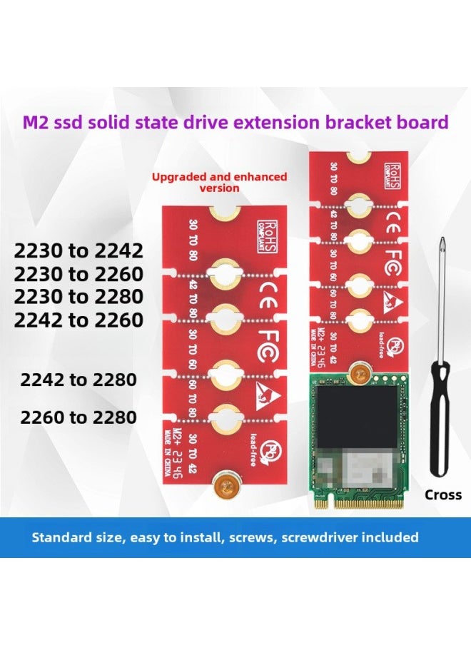 Generic - NGFF M.2 SSD Solid State Drive 2230 2242 2260 Turn 2280 Extension Bracket Extension Board-Capacity:Green Board_all-round Various Sizes Can Turn Screwdriver - Image 1