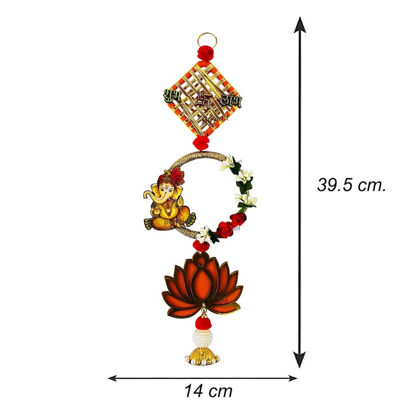Buyent Enterprises Buyent shubh labh Ganesh Door Hanging satiya Wall Hanging Wall Hanging for Bedroom Stylish Lotus hangings for Decoration shubh labh Door Hanging Unique toran Festival Decor Hanging  - Image 2