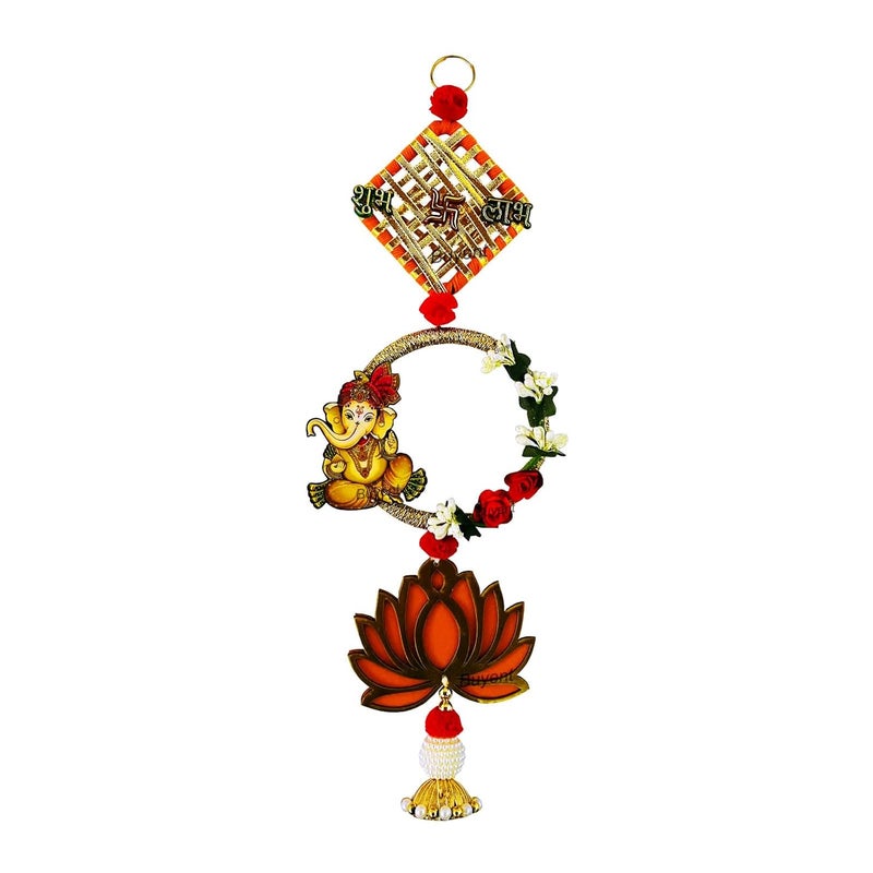 Buyent Enterprises Buyent shubh labh Ganesh Door Hanging satiya Wall Hanging Wall Hanging for Bedroom Stylish Lotus hangings for Decoration shubh labh Door Hanging Unique toran Festival Decor Hanging  - Image 3