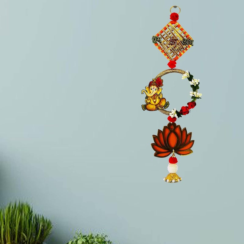 Buyent Enterprises Buyent shubh labh Ganesh Door Hanging satiya Wall Hanging Wall Hanging for Bedroom Stylish Lotus hangings for Decoration shubh labh Door Hanging Unique toran Festival Decor Hanging  - Image 1