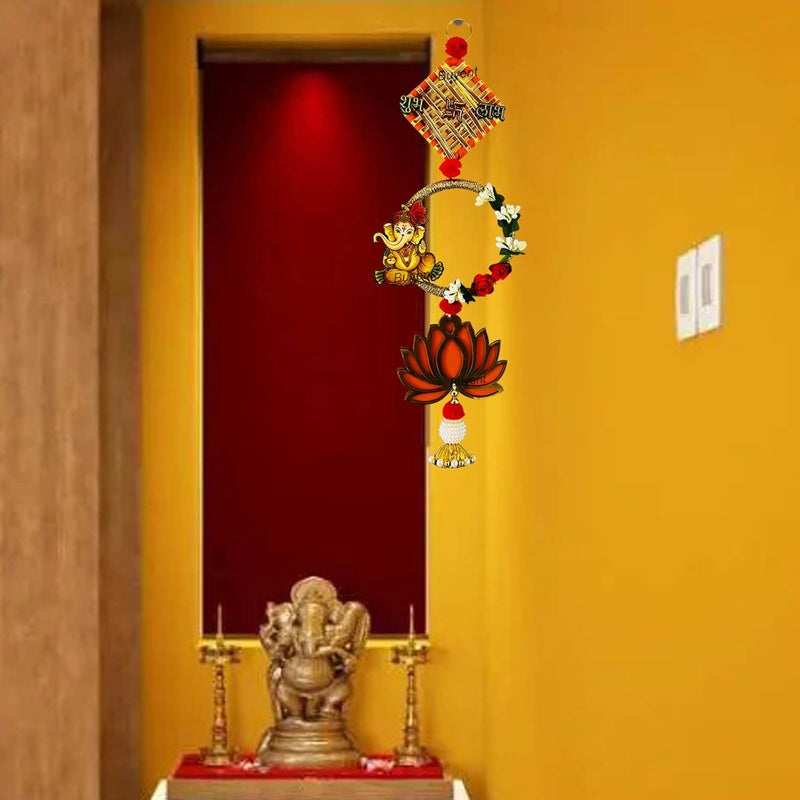 Buyent Enterprises Buyent shubh labh Ganesh Door Hanging satiya Wall Hanging Wall Hanging for Bedroom Stylish Lotus hangings for Decoration shubh labh Door Hanging Unique toran Festival Decor Hanging  - Image 4
