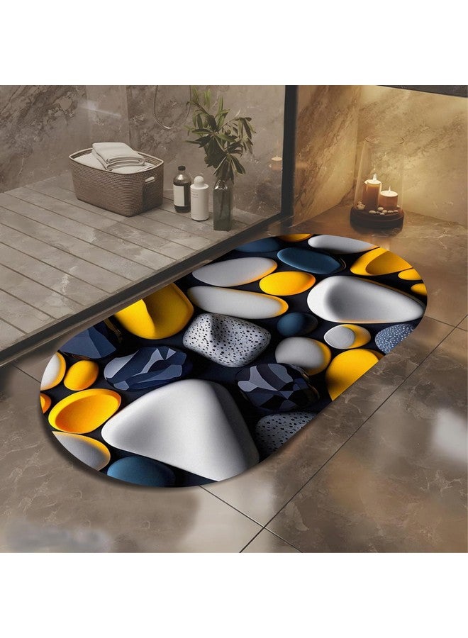 Wazdorf 3D Bathroom Mat, Door Mat, Floor Mat,Rare 3D Patterned Bath Mat, Bathroom Decor,Anti-Slip, Absorbent Bath Rug, Quick Drying, Easy Care Shower Rug, Decorate (60X40Cm) (Pebbles) - Image 3