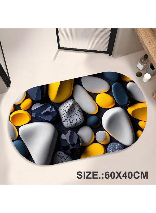 Wazdorf 3D Bathroom Mat, Door Mat, Floor Mat,Rare 3D Patterned Bath Mat, Bathroom Decor,Anti-Slip, Absorbent Bath Rug, Quick Drying, Easy Care Shower Rug, Decorate (60X40Cm) (Pebbles) - Image 2