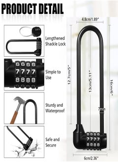 Generic 4 Digit Combination Padlock,  2Pcs 16cm/6 Resettable Code Combo Lock, Lengthened Lock Waterproof Pad Lock for Bicycles, Gates, Mountain Bike, Gym, School, Shed Lockers Heavy Duty Outdoor Lock  - Image 4