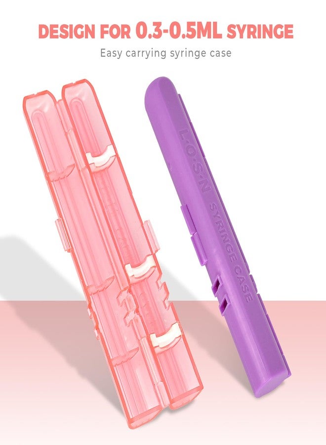 Skillssist LOSN Compact Travel Insulin Prefilled Syringe Case for Diabetes - Solid Purple and Transparent Red - Image 2