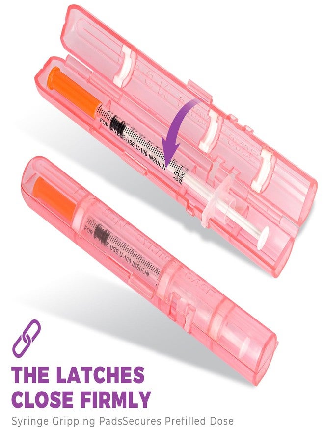 Skillssist LOSN Compact Travel Insulin Prefilled Syringe Case for Diabetes - Solid Purple and Transparent Red - Image 3