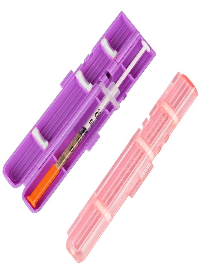 Skillssist LOSN Compact Travel Insulin Prefilled Syringe Case for Diabetes - Solid Purple and Transparent Red - Image 1