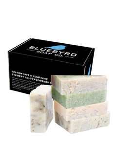 BLUEBYRD SOAP CO. Bluebyrd Mint Bar Soap 5 Pack  Exfoliating Handmade Soap wDry Mint Leaves  All Natural for Men  Face  Body Eucalyptus Spearmint Peppermint Mint 