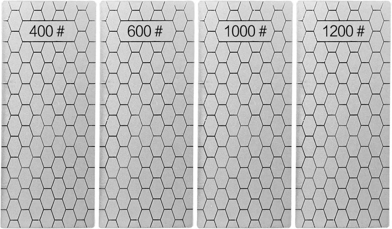 For Woodworking Chisels, Kitchen Knives, 4 Pcs Hone, Honecomb Grinding Blades, Laser Etched, 400 600 1000 1200 Grit, Rectangular Stable Design - Image 1
