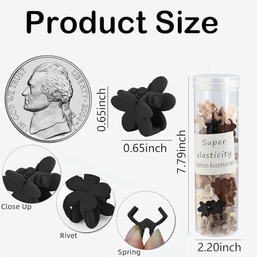 Kasmena Hair Clip, 50Pcs Small Flower Claw Clips for Women Girls, Mini Matte Hair Clips with Strong Grip, Neutral Color, Hair Styling Accessories, Christmas Gifts - Image 5
