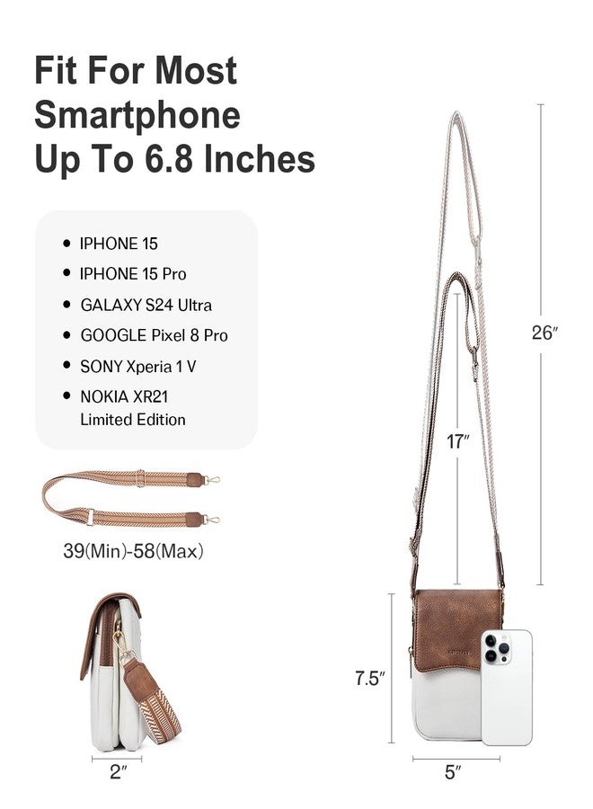 CHOLISS Cell Phone Crossbody Purse Small Cross Body Bag for Woman Leather Travel Wallet Shoulder Handbags with Card Slots (Brown and White) - Image 4