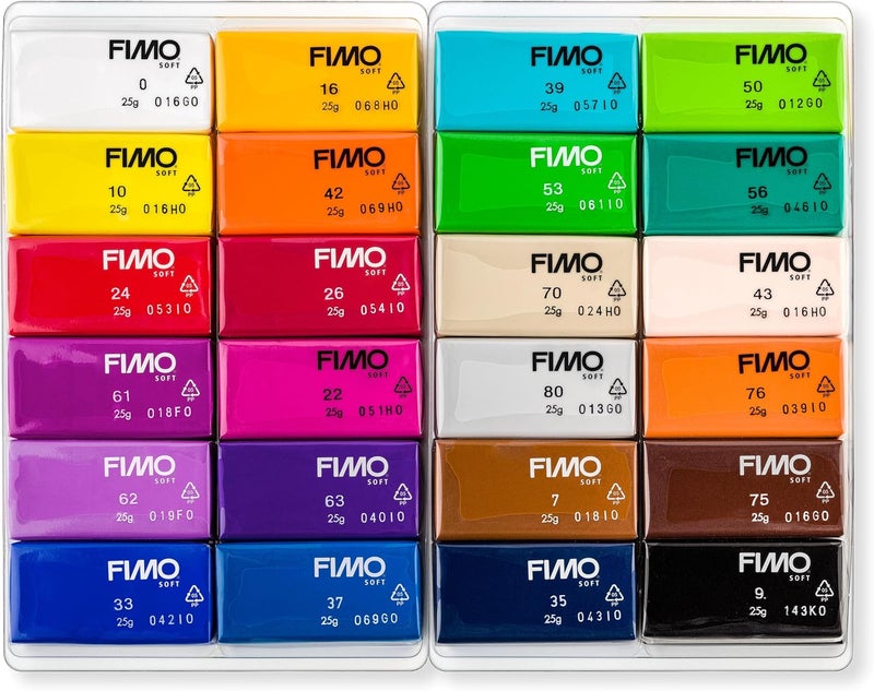 STAEDTLER FIMO Soft Oven Hardening Polymer Modelling Clay - Basic Assorted Colours (Pack of 24 x 25g Blocks) - Image 2