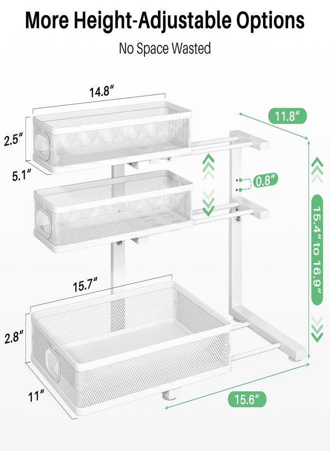 Kitstorack Under Sink Organizer, 2 Packs 3-Tier Under Sink Organizers and Storage, Metal Slide Out Pull Out Cabinet Organizer, Under Cabinet Shelf Rack for Bathroom Kitchen Pantry Home Organization - Image 3