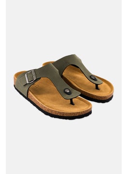 Algspar Men Adjustable Buckle Slip On Cork Sandals, Light Olive  - Image 1