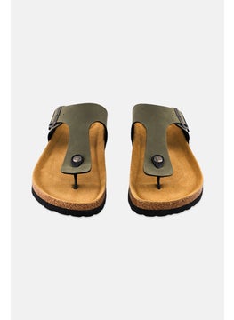 Algspar Men Adjustable Buckle Slip On Cork Sandals, Light Olive  - Image 4