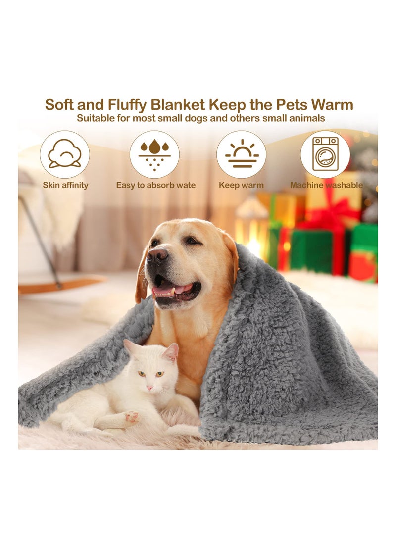 Excefore 6 Pieces Blankets Fluffy Fleece Dog Blanket Puppy Blanket for Small Medium Dogs Cat, Soft and Warm Pet Blanket, Anxiety & Stress Relief Blanket for Dog Cat, Gray/Beige/Khaki (31 x 24 Inch) - Image 5