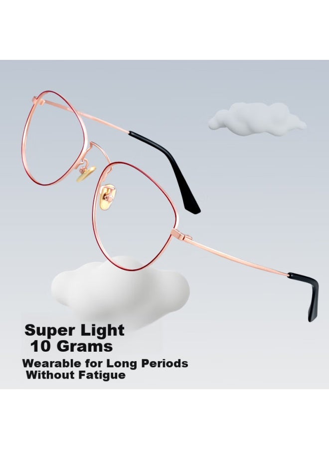 Pulais Women's Imported Ultra-light Anti-aging Blue Light Blocking High Definition High-end Comfortable Progressive Reading Gl 9041 +1.00 Strength - Image 3