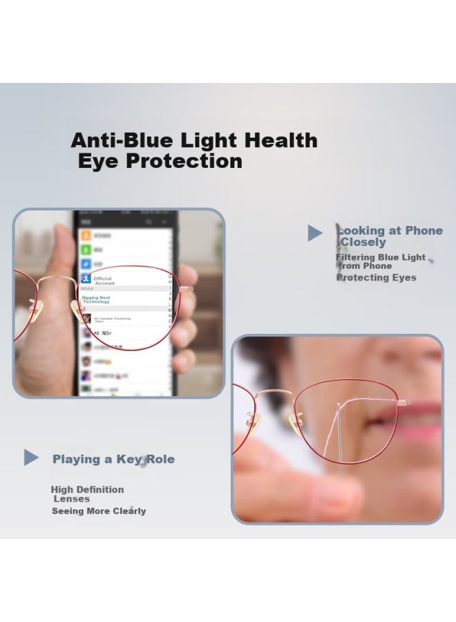 Pulais Women's Imported Ultra-light Anti-aging Blue Light Blocking High Definition High-end Comfortable Progressive Reading Gl 9041 +1.00 Strength - Image 4