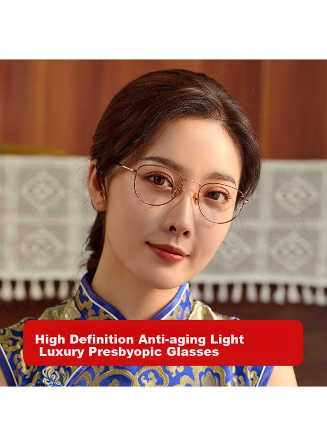 Pulais Women's Imported Ultra-light Anti-aging Blue Light Blocking High Definition High-end Comfortable Progressive Reading Gl 9041 +1.00 Strength - Image 2
