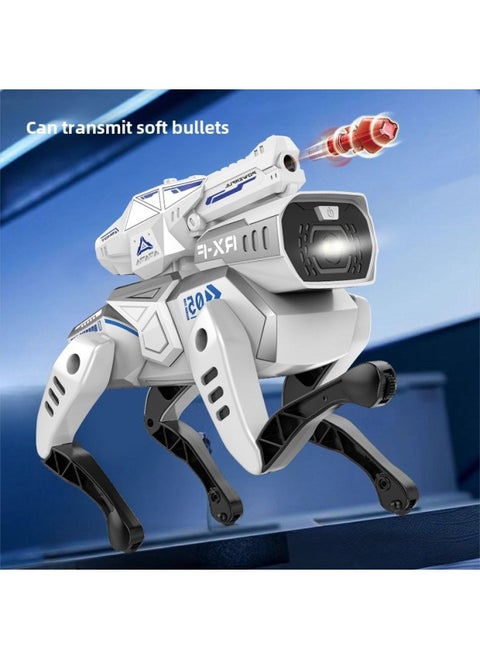 Explosions Children Ai Simulation Robot Dog Intelligent Voice Bionic Remote Control Mechanical Dog Robot Toy Stall-Color:Bobby | Intelligent Bionic Robot Dog + Launch Turret