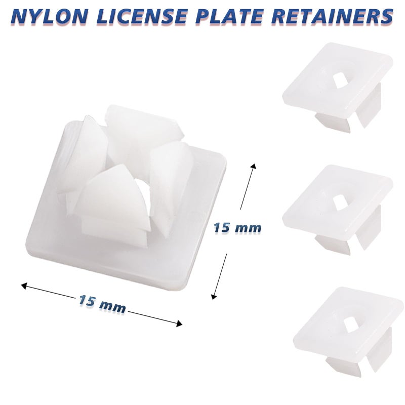 Nylon License Plate Screw Inserts - 8 Pcs | Nylon Screw Retainers for Cars Front & Back License Plate Screws, Self Tapping Grommet Nut, License Plate Nut Bracket Clip Fasteners for Domestic Vehicle - Image 2