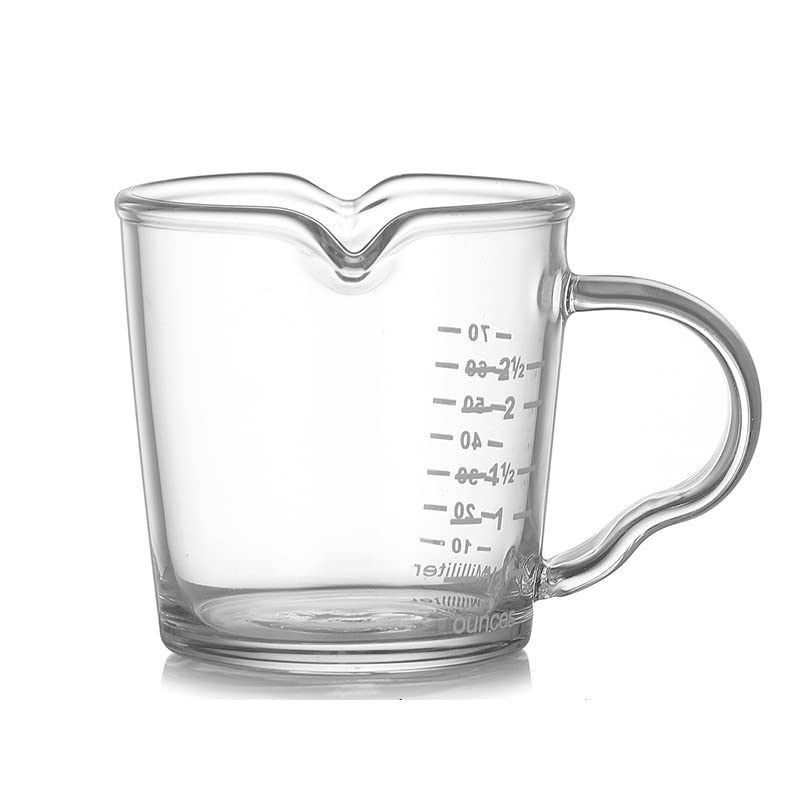UNIQUE CART 70ML 2 12 Ounces Espresso Measuring Cups with Handle Double Spouts Measuring Triple Pitcher Milk Cup Espresso Shot Glass with Scale 70 ml - Image 1