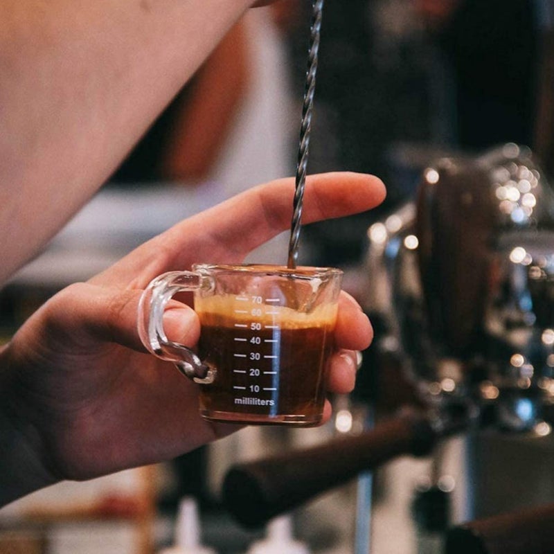 UNIQUE CART 70ML 2 12 Ounces Espresso Measuring Cups with Handle Double Spouts Measuring Triple Pitcher Milk Cup Espresso Shot Glass with Scale 70 ml - Image 4