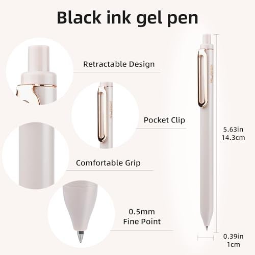 NUSIGN Gel Pens, 5 Pcs 0.5mm Retractable Quick Dry Black Ink Fine Point Rolling Ball Gel Pen, Smooth Writing No Bleed for Journaling Note Taking, Home School Office Supplies - Image 2