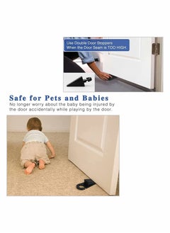 Y&D 2 Pack Classic Rubber Door Stopper Wedge Hook Type Heavy Duty and Stackable Stop Works on All Floor Surfaces, Hardwood, Concrete, Tile, Linoleum, Stone, Black  - Image 3