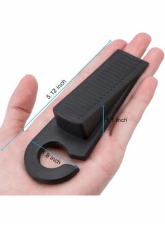Y&D 2 Pack Classic Rubber Door Stopper Wedge Hook Type Heavy Duty and Stackable Stop Works on All Floor Surfaces, Hardwood, Concrete, Tile, Linoleum, Stone, Black  - Image 5