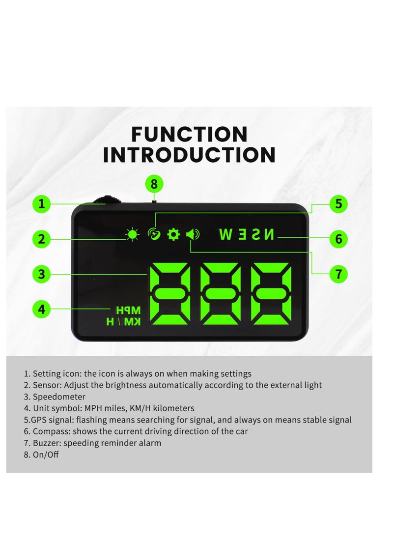 Heads up Display for Cars, Car Speedometer Display, Head up Display for Car Windshield, GPS Heads up Display, GPS Speedometer, Digital Speedometer for Car MPH - Image 5