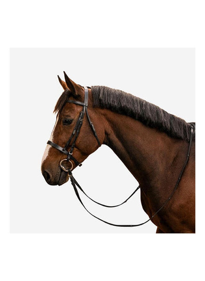 FOUGANZA Horse Riding Leather Bridle With French Noseband & Reins For Horse & Pony 100  - Image 1