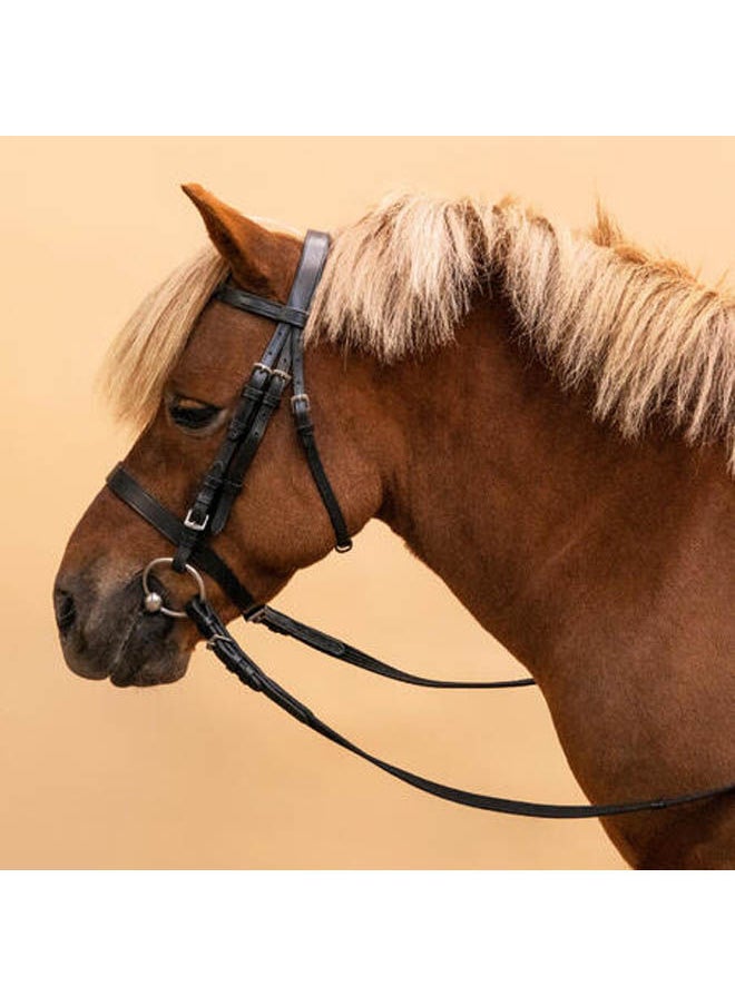 FOUGANZA Horse Riding Leather Bridle With French Noseband & Reins For Horse & Pony 100  - Image 2