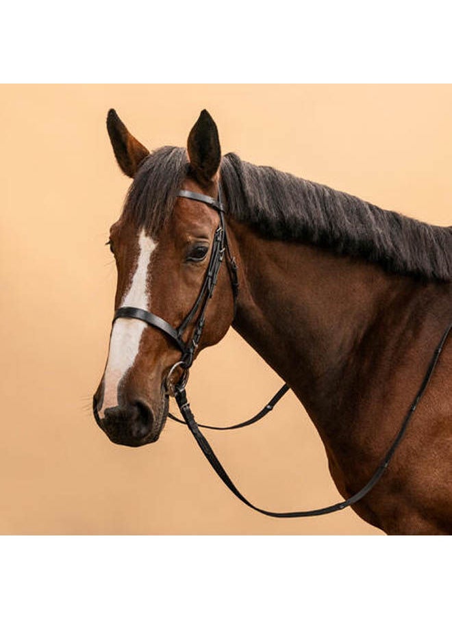 FOUGANZA Horse Riding Leather Bridle With French Noseband & Reins For Horse & Pony 100  - Image 3