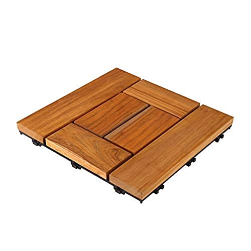 Sharpex Deck Tiles with Interlocking | 1 Piece Teak Wood Floor Decking Water Resistant Tile for Balcony, Terrace, Garden | Quick Flooring Solution for Indoor/Outdoor (Brown, 1 Piece) - Image 1