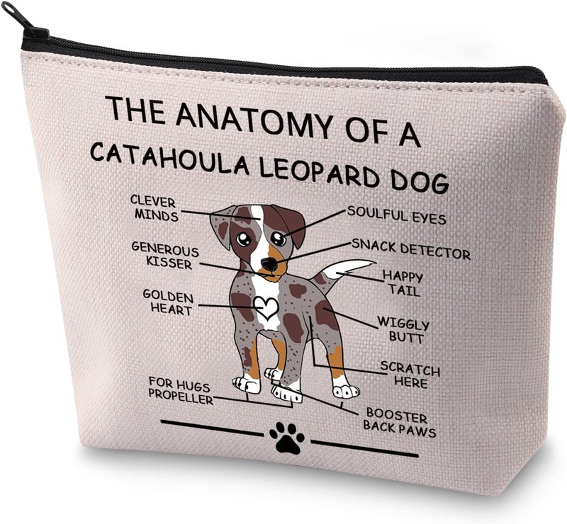 LEVLO Funny Catahoula Leopard Dog Lovers Gifts - Anatomy of A Catahoula Leopard Dog Cosmetic Bags - Veterinary Mom Travel Toiletry Bags