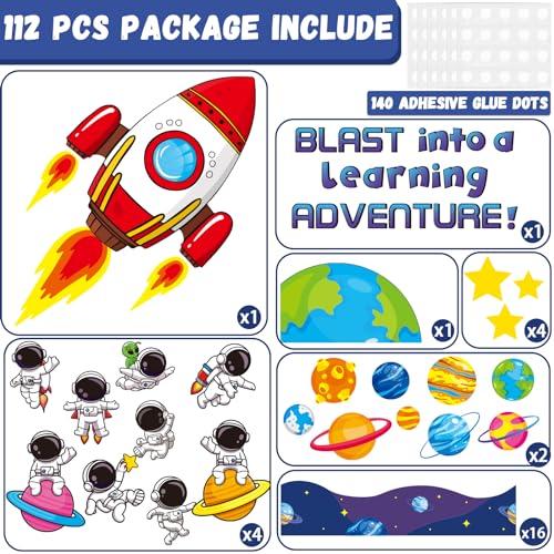 Justforjoyful Outer Space Astronaut Bulletin Board Decorations Space Theme Classroom Decor Back to School Galaxy Borders Blast into a Learning Adventure Rocket Solar System Planet Paper Cutouts Kids - Image 3
