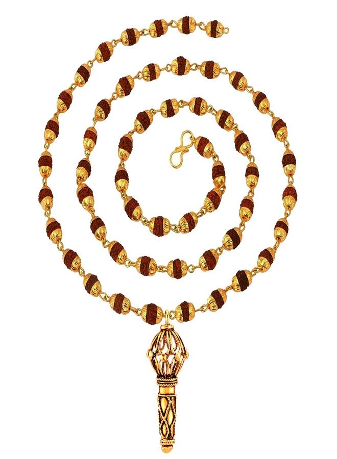 Mahi Lord Hanuman Gada Religious Pendant with 24 Inch Rudraksh Mala for Men (PS1101714G) - Image 3