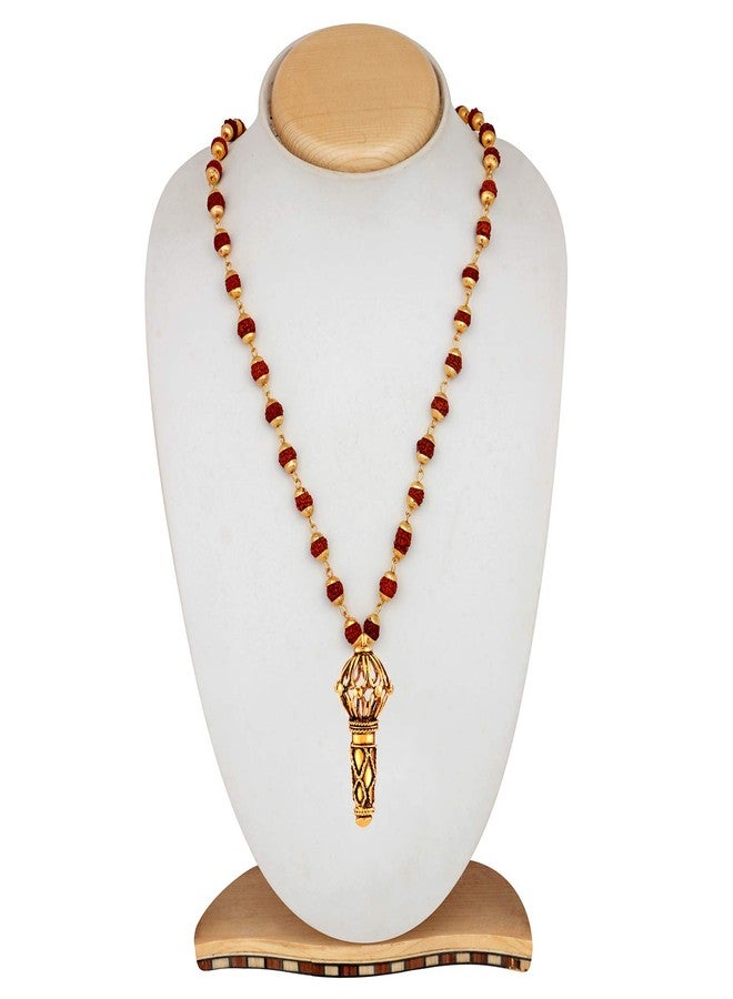 Mahi Lord Hanuman Gada Religious Pendant with 24 Inch Rudraksh Mala for Men (PS1101714G) - Image 2