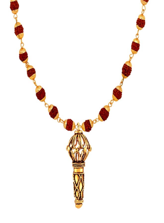 Mahi Lord Hanuman Gada Religious Pendant with 24 Inch Rudraksh Mala for Men (PS1101714G) - Image 1