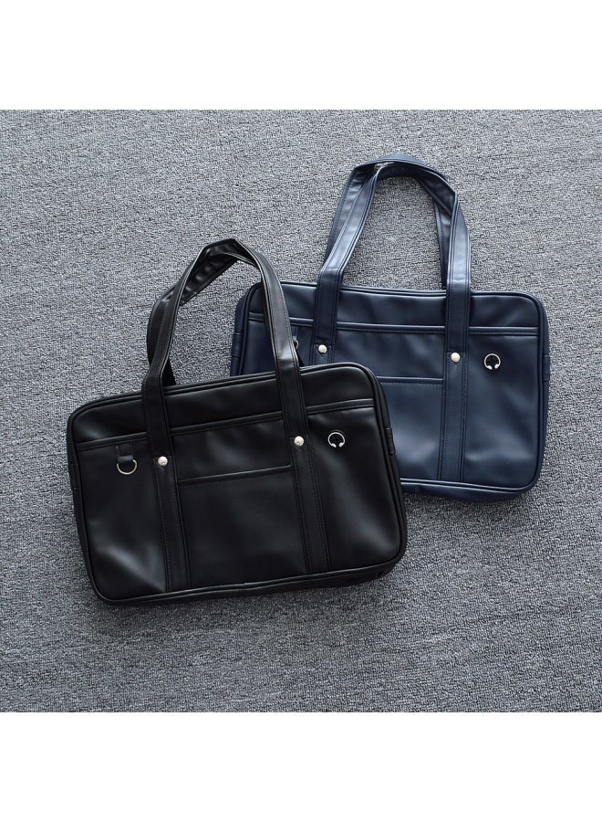 Japanese PU Student Schoolbag JK UniForm Shoulder Bag Handbag College Style Commuter Bag-Color:Black  - Image 2