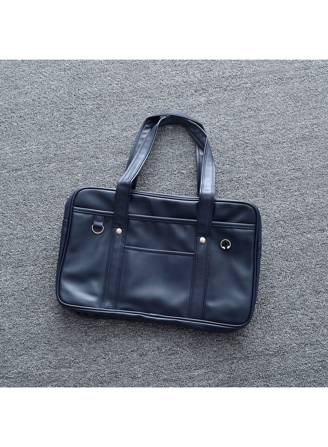 Japanese PU Student Schoolbag JK UniForm Shoulder Bag Handbag College Style Commuter Bag-Color:Black  - Image 4