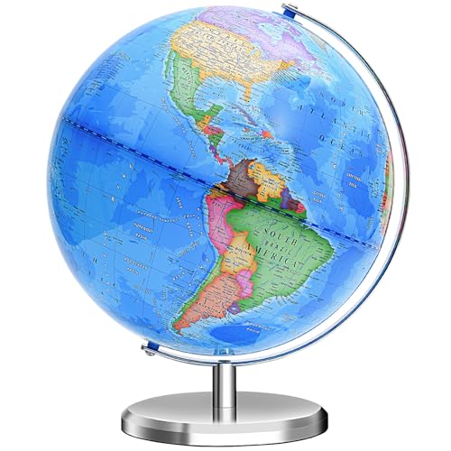 VAP World Globe for Children and Adults 12 inch Educational Spinning Earth Map with Stand SelfAssembled Interactive World Globes for Kids Learning Classroom Students Desk Room and Office Decor - Image 1