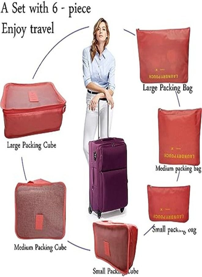 Goolsky Goolsky Travel Organizer Luggage Compression Pouches, 6 Set Travel Storage Bags Travel Multi-functional Clothing Sorting Packages (Watermelon Red)  - Image 3