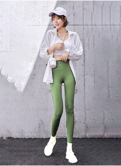HaveDream Women's Yoga Pants, Women's Stretch High Waist Sports Fitness Pants - Sprout Green L  - Image 2