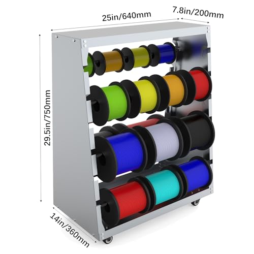 Ikare Wire Spool Rack,Electrical Wire Assortment with Wheel,Automotive Wiring Storage,Heavy Duty 6 Rods Wire/Cable Dispenser for Electrical Industrial & Retail Use,300lbs Capacity,Gray - Image 3