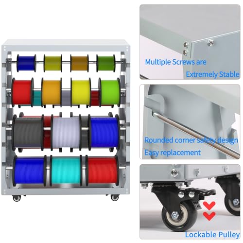 Ikare Wire Spool Rack,Electrical Wire Assortment with Wheel,Automotive Wiring Storage,Heavy Duty 6 Rods Wire/Cable Dispenser for Electrical Industrial & Retail Use,300lbs Capacity,Gray - Image 4
